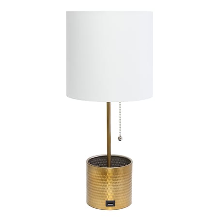 Simple Designs Organizer Lamp With USB Charging Port, Gold